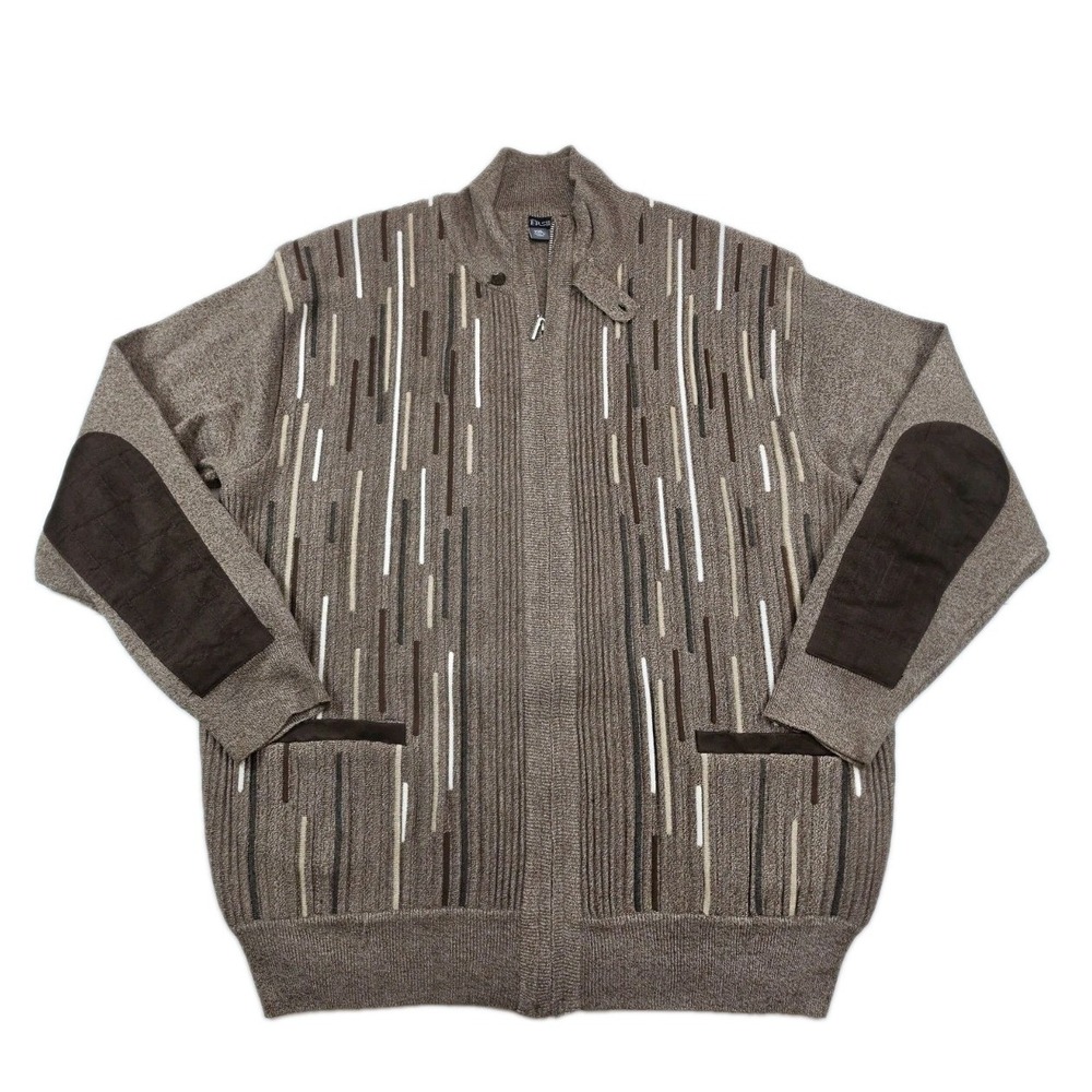 SilverSilk Men's Full Zip Sweater Knit Cardigan Textured  XXL Coogi Old Money